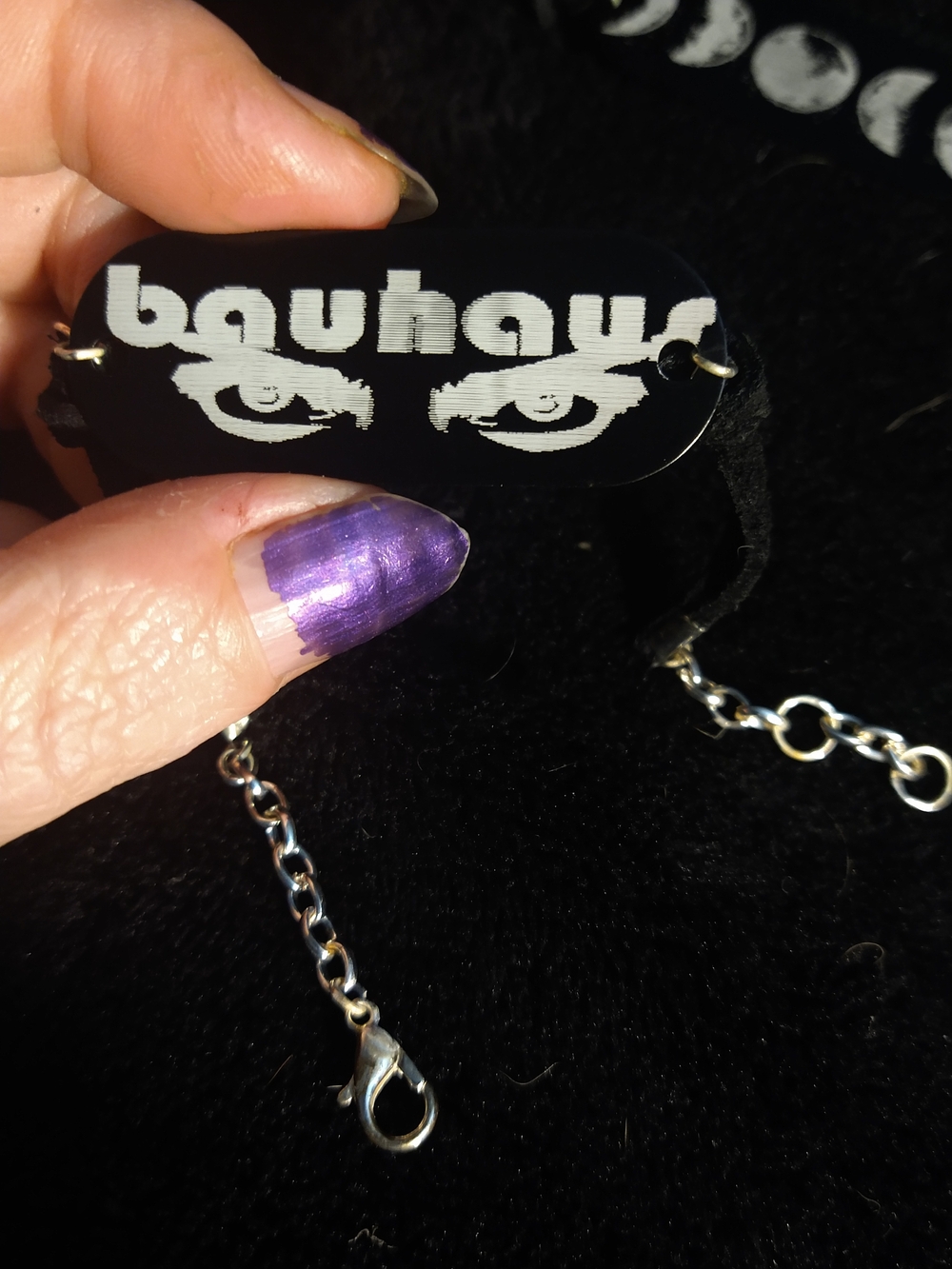 Bauhaus Logo Black Bracelet with Silver Chain